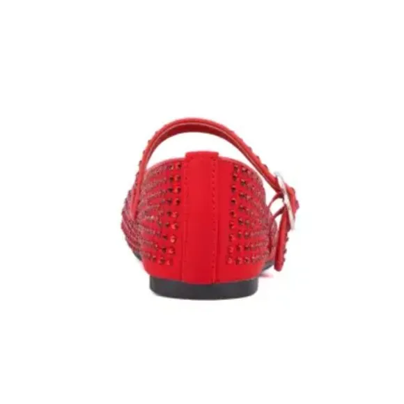 033 - Maryjane Flats Red with Rhinestones
