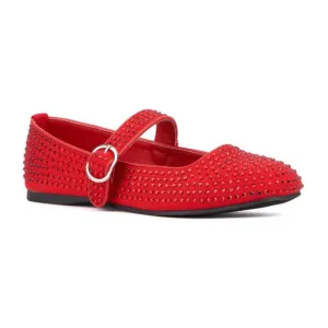 033 - Maryjane Flats Red with Rhinestones