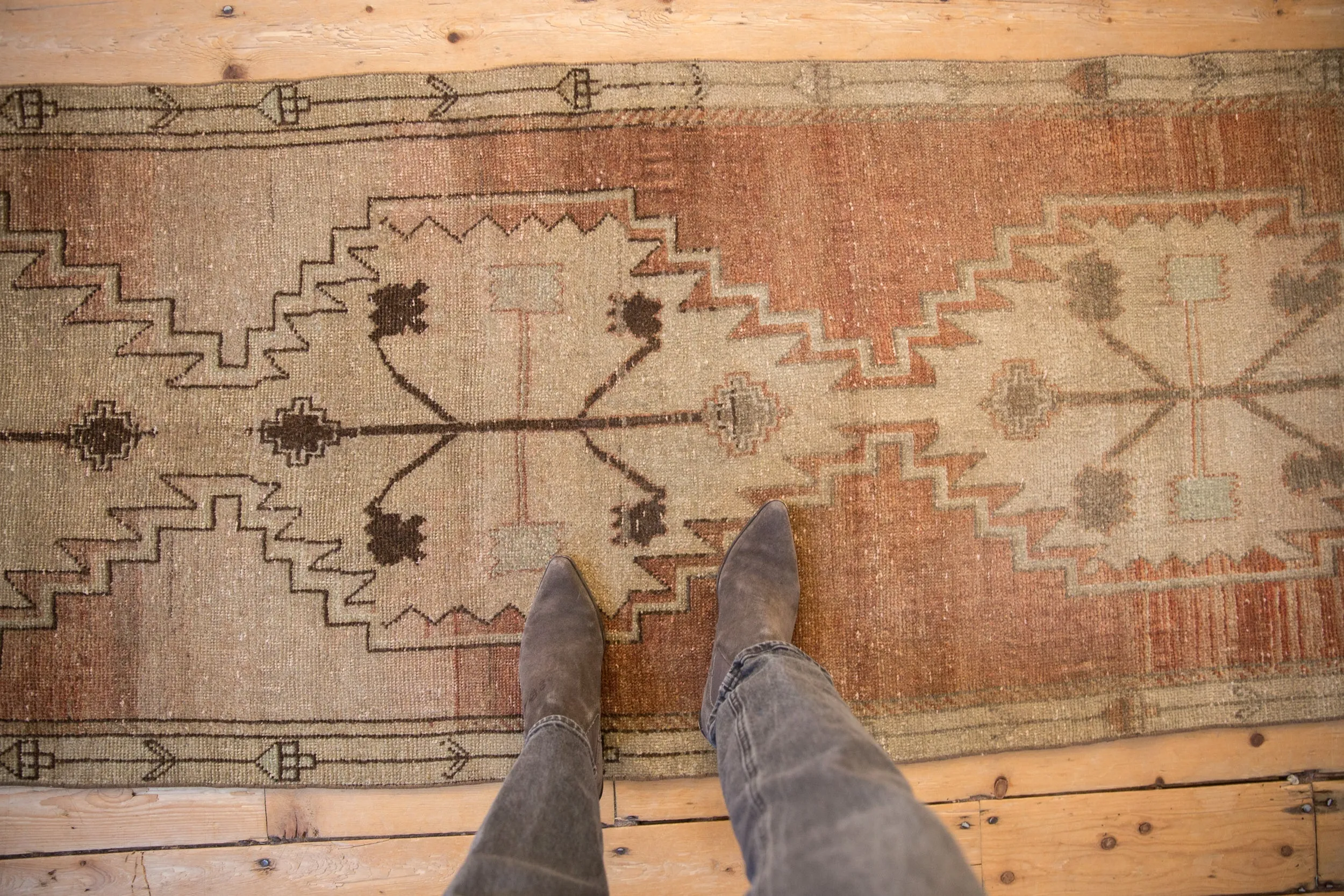 2.5x9.5 Vintage Distressed Oushak Rug Runner