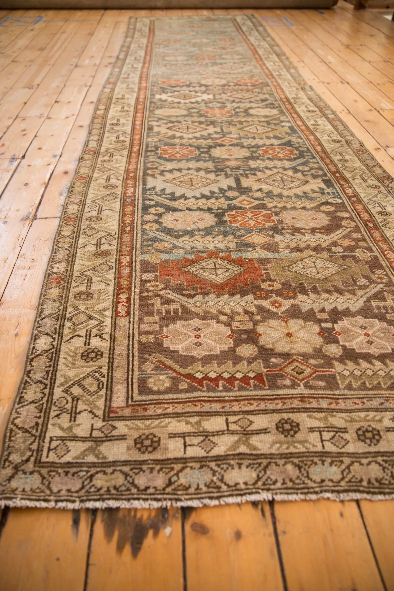 3.5x13 Vintage Distressed Malayer Rug Runner
