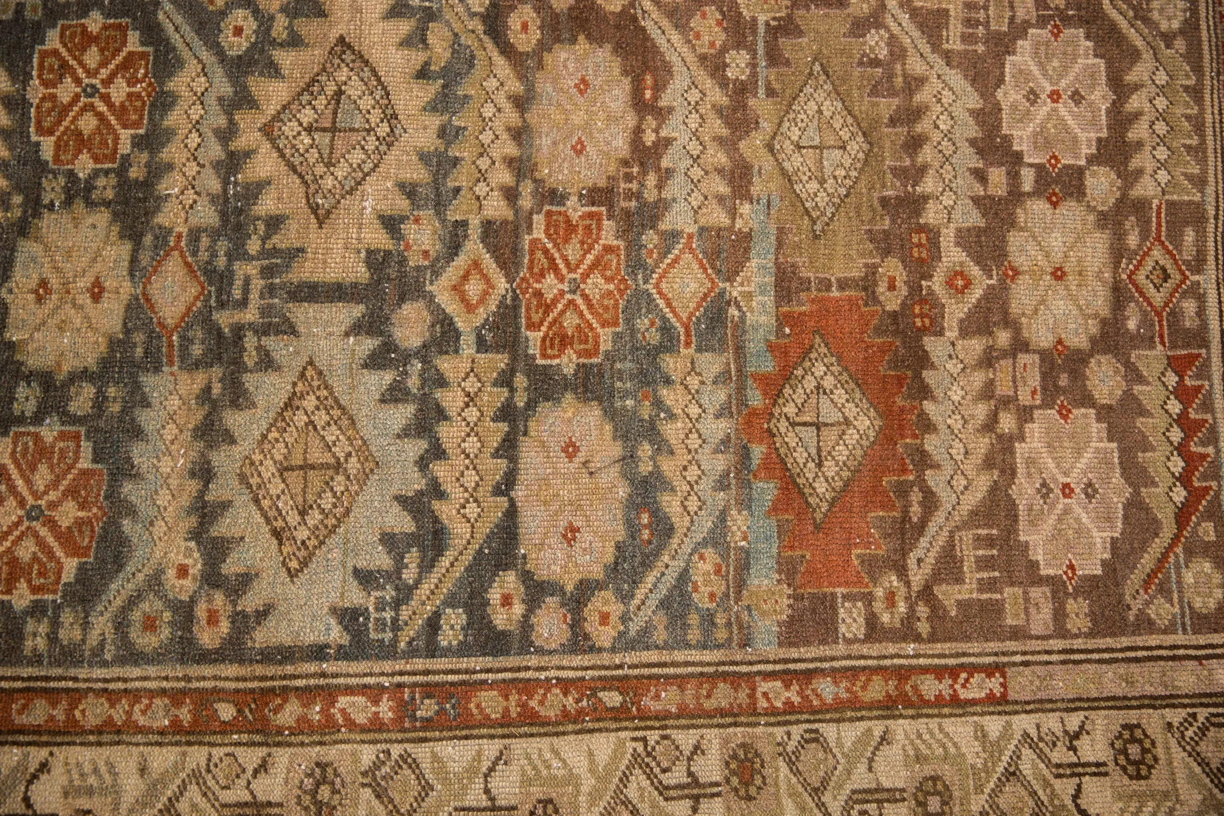 3.5x13 Vintage Distressed Malayer Rug Runner