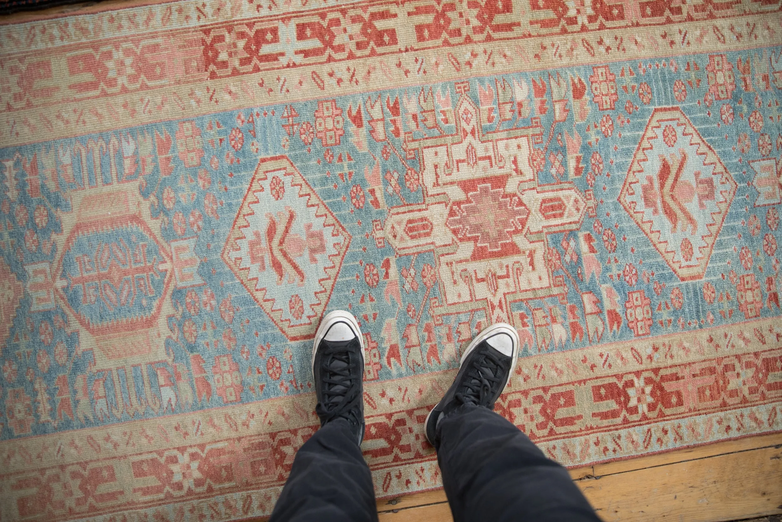 3.5x15 Vintage Distressed Karaja Rug Runner