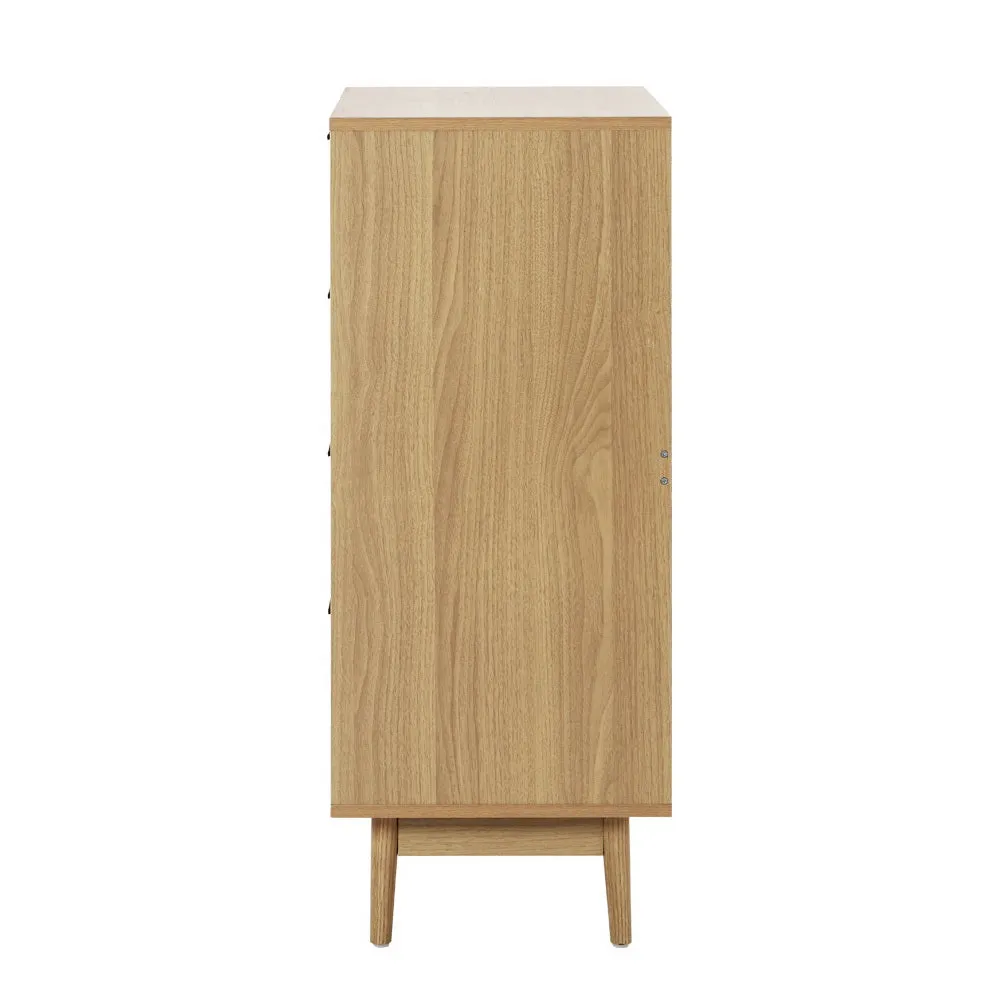 4 Chest of Drawers Rattan Tallboy Cabinet Bedroom Clothes Storage Wood