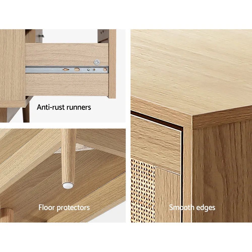 4 Chest of Drawers Rattan Tallboy Cabinet Bedroom Clothes Storage Wood