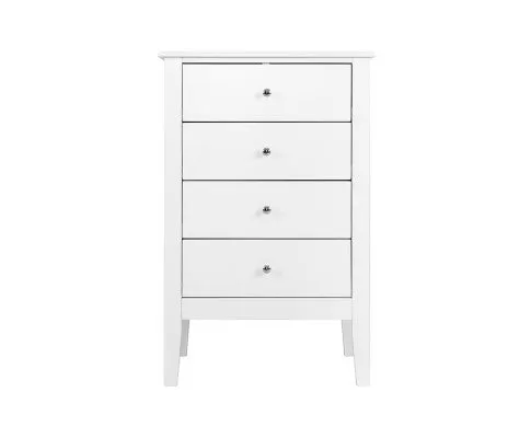 4 Chest of Drawers Tallboy Storage Cabinet Bedside Table Dresser White
