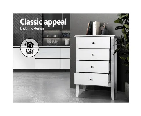 4 Chest of Drawers Tallboy Storage Cabinet Bedside Table Dresser White