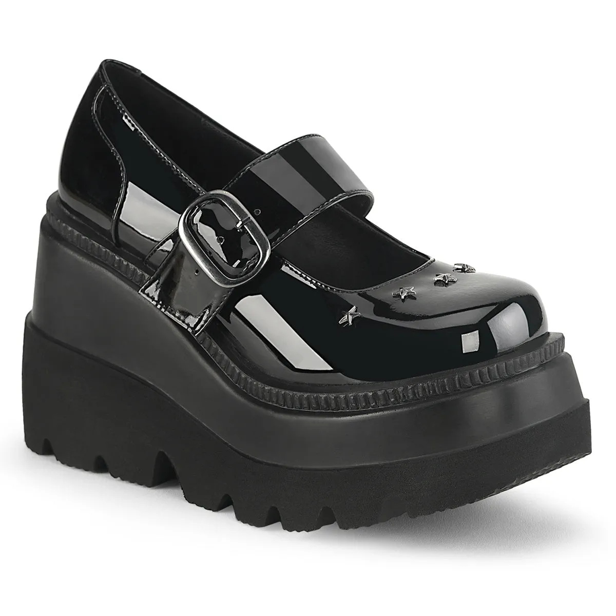 4 Inch Wedge Platform SHAKER-23 Black Patent