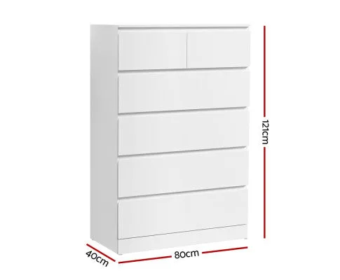 6 Chest of Drawers - PEPE White