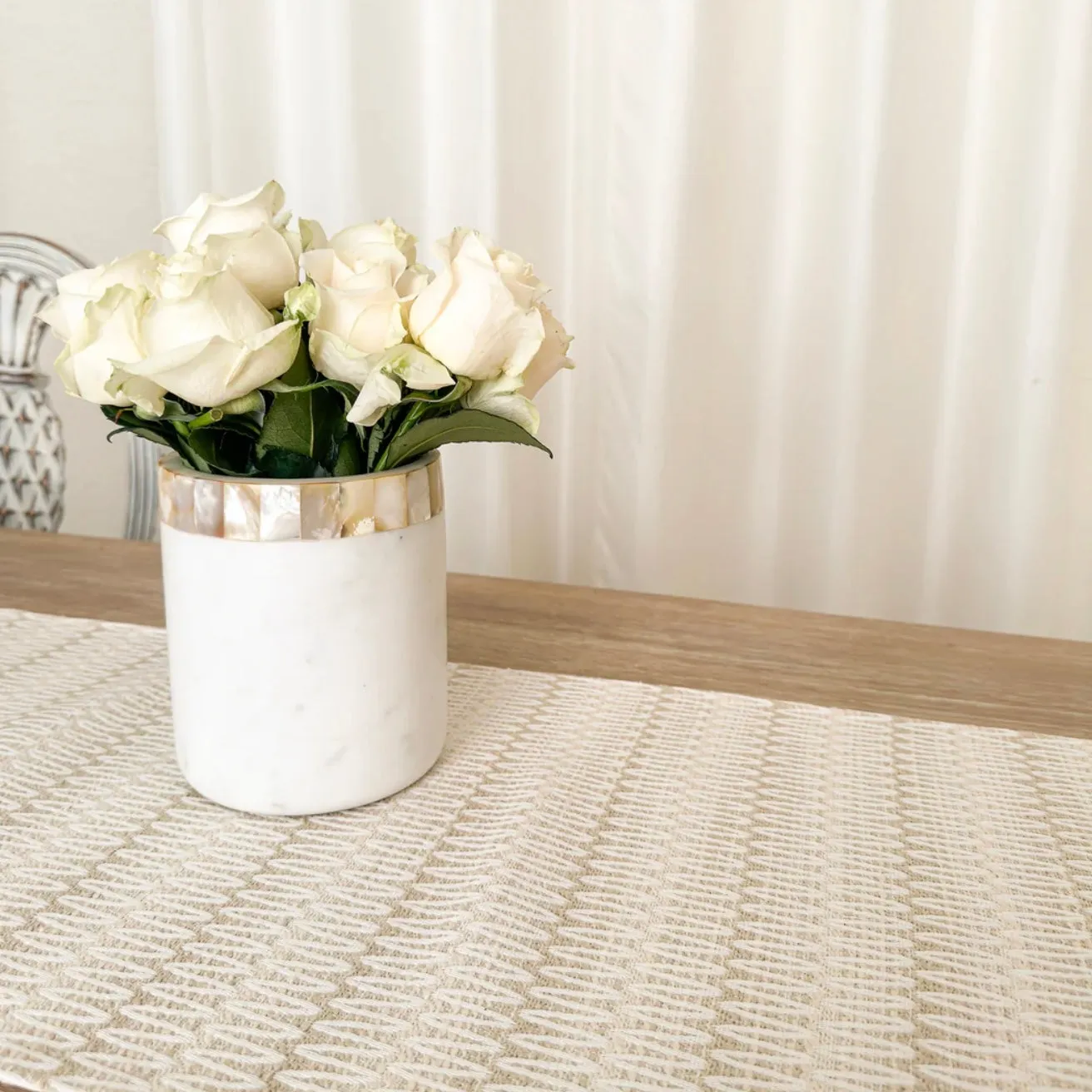 Anaya Home Summer Twist Beige Indoor Outdoor Table Runner
