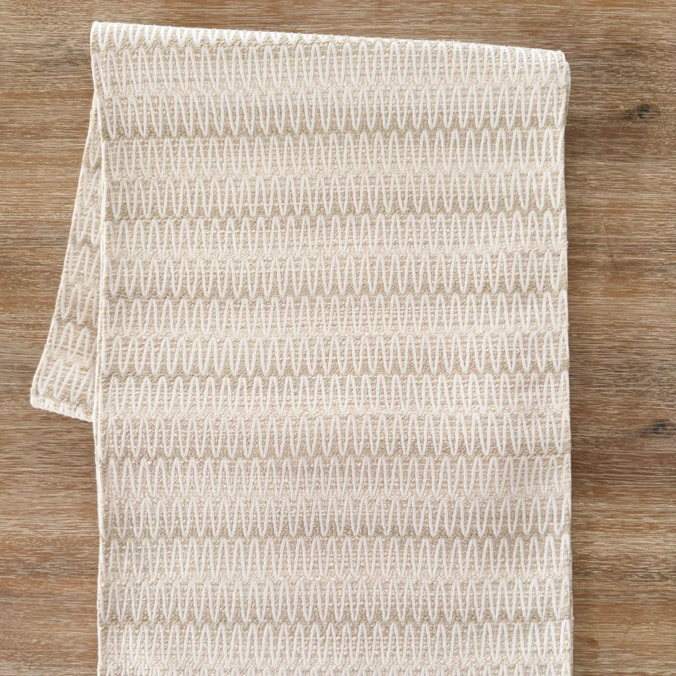 Anaya Home Summer Twist Beige Indoor Outdoor Table Runner