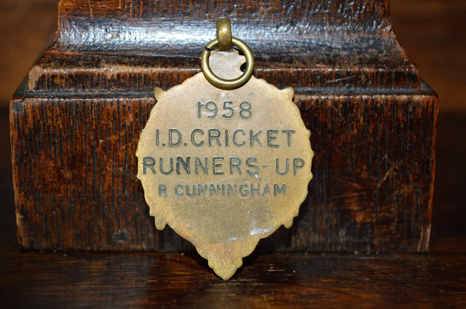 Antique Pocket Watch Fob English Bronze 1958 Cricket Medal