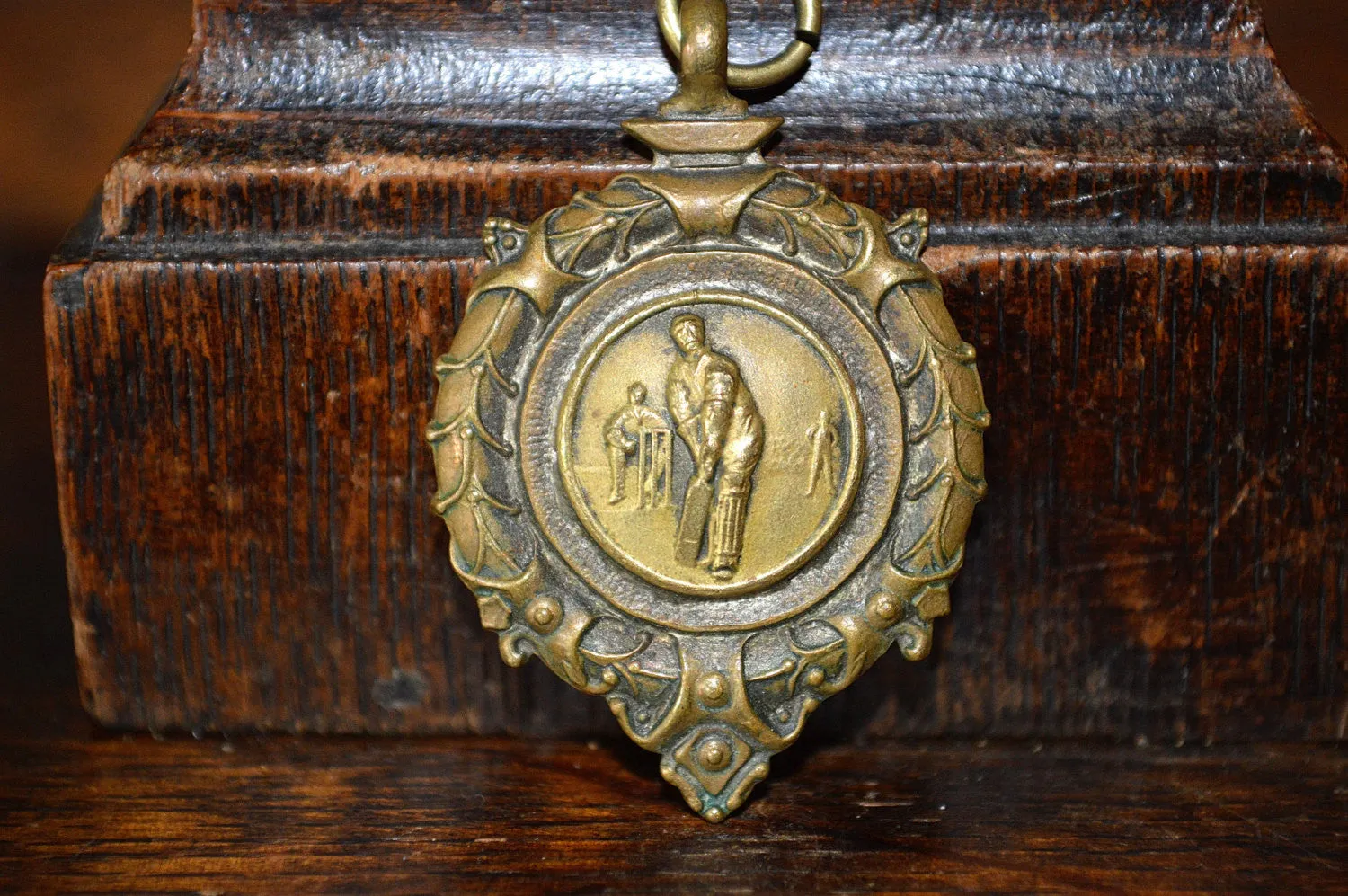 Antique Pocket Watch Fob English Bronze 1958 Cricket Medal