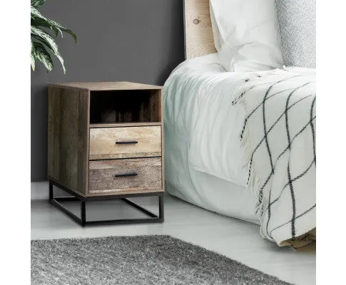 Bedside Table 2 Drawers with Shelf - BADAN