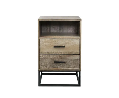 Bedside Table 2 Drawers with Shelf - BADAN