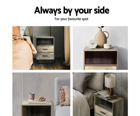 Bedside Table 2 Drawers with Shelf - BADAN
