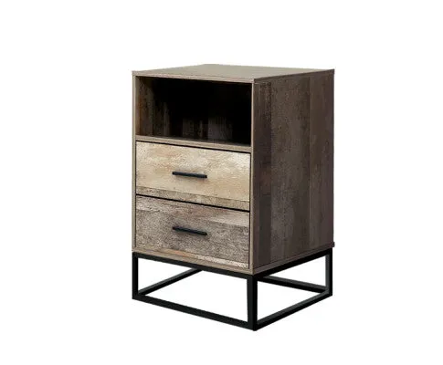 Bedside Table 2 Drawers with Shelf - BADAN