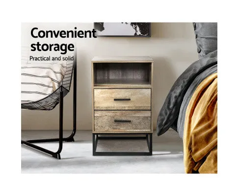 Bedside Table 2 Drawers with Shelf - BADAN