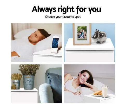 Bedside Table Cabinet Lamp Side Tables Drawers Nightstand Unit White