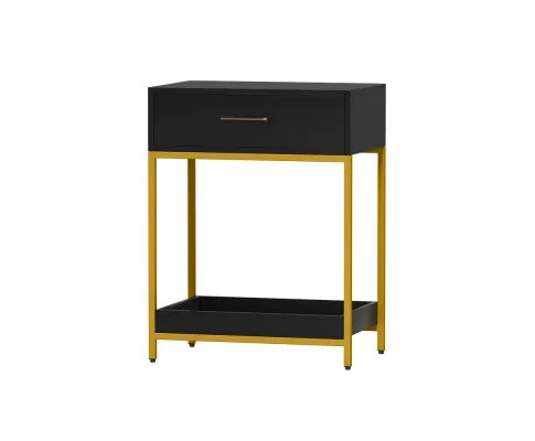 Bedside Table Drawers Side Table Shelf Bedroom Furniture Nightstand Black