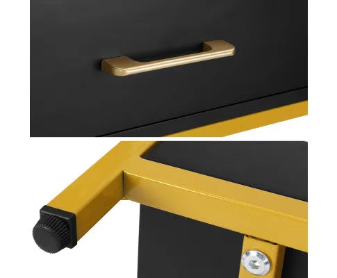 Bedside Table Drawers Side Table Shelf Bedroom Furniture Nightstand Black