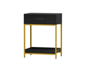 Bedside Table Drawers Side Table Shelf Bedroom Furniture Nightstand Black