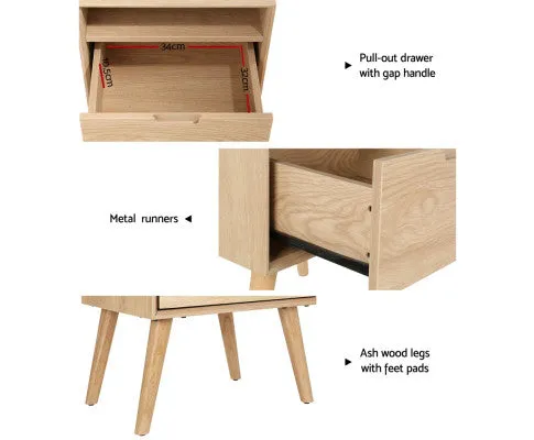 Bedside Table Drawers Side Table Shelf Storage Cabinet Nightstand GORR
