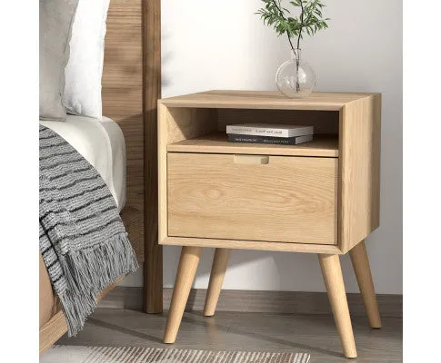 Bedside Table Drawers Side Table Shelf Storage Cabinet Nightstand GORR