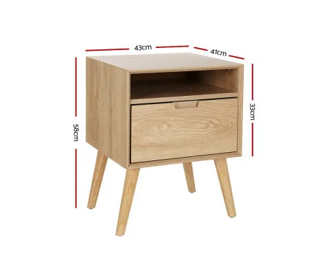 Bedside Table Drawers Side Table Shelf Storage Cabinet Nightstand GORR