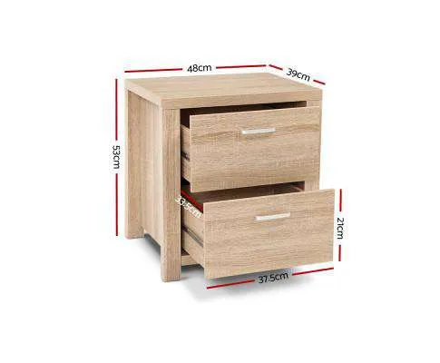 Bedside Table Lamp Side Tables Drawers Nightstand Unit Beige Wood
