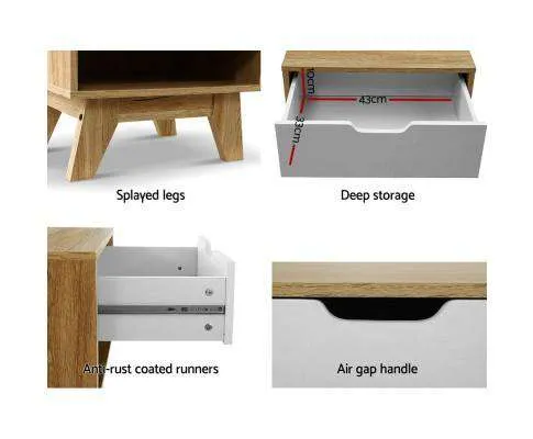 Bedside Table White Wooden