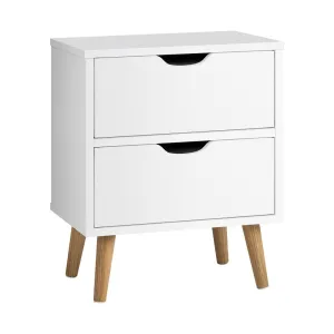 Bedside Table with 2 Drawers, Wooden Side Table Nightstand Storage Cabinet White