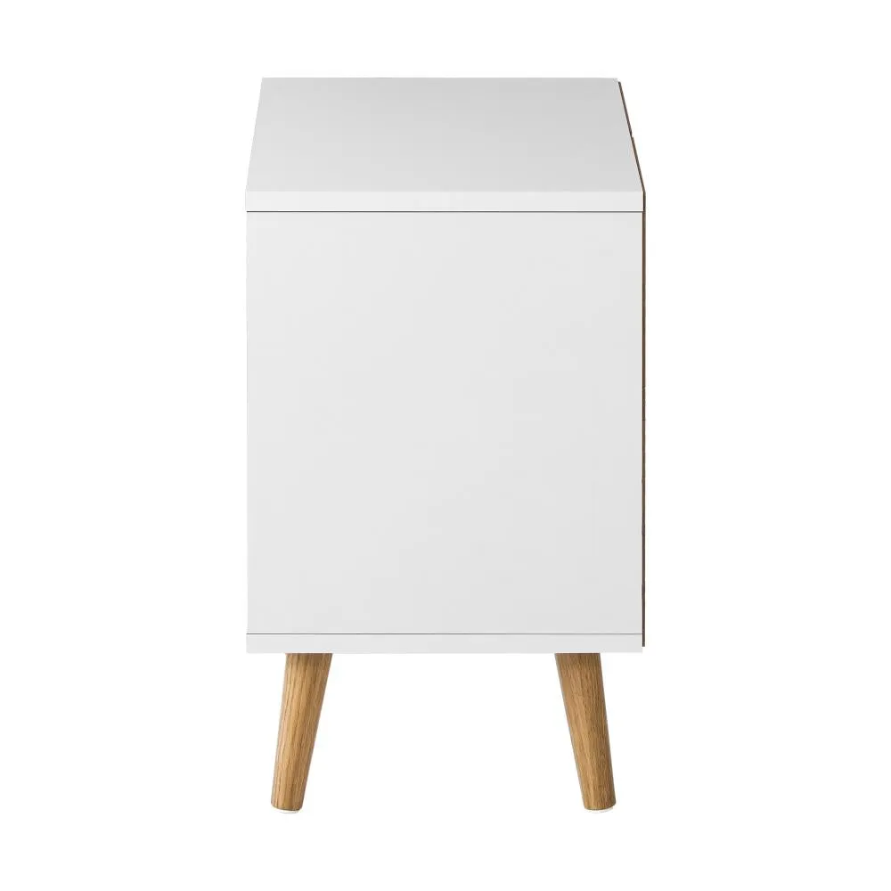 Bedside Table with 2 Drawers, Wooden Side Table Nightstand Storage Cabinet White