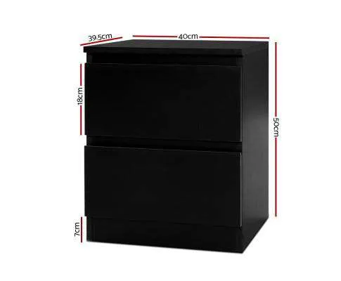 Bedside Tables Drawers Side Table Bedroom Furniture Nightstand Black Lamp