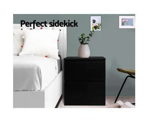 Bedside Tables Drawers Side Table Bedroom Furniture Nightstand Black Lamp