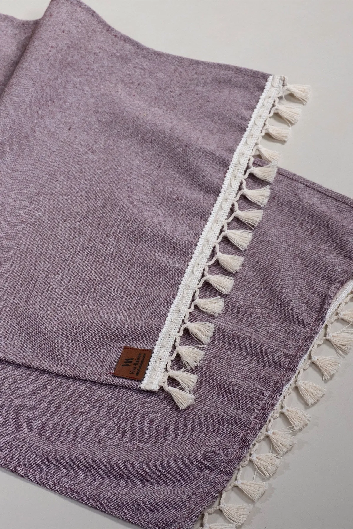 Bobble Cotton Table Runner - Claret Red