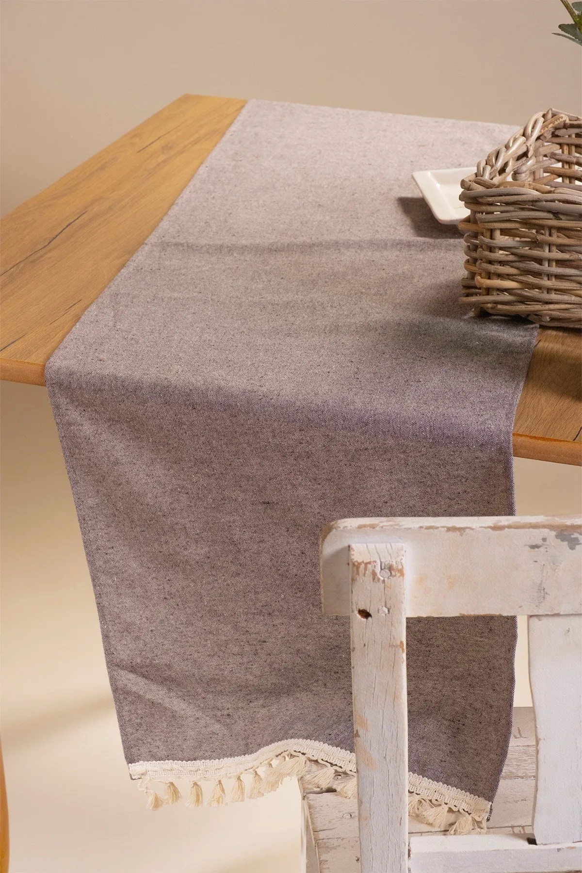 Bobble Cotton Table Runner - Claret Red