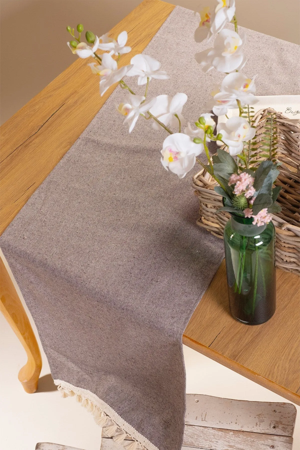 Bobble Cotton Table Runner - Claret Red