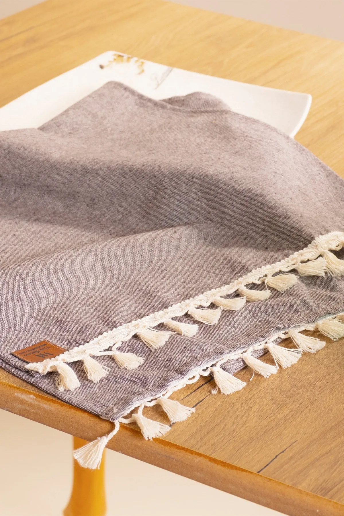Bobble Cotton Table Runner - Claret Red