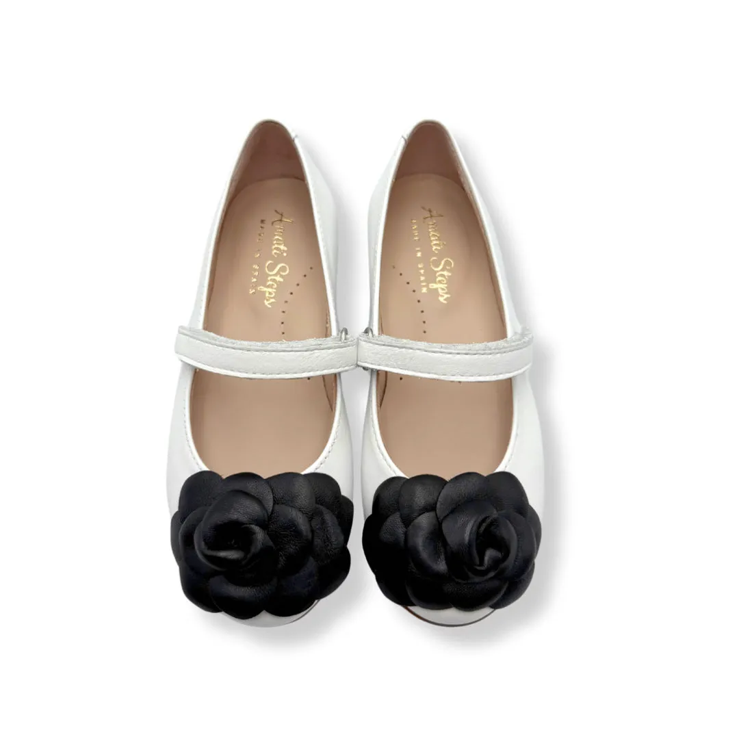 Camille- White/Black Leather Mary Jane Shoes