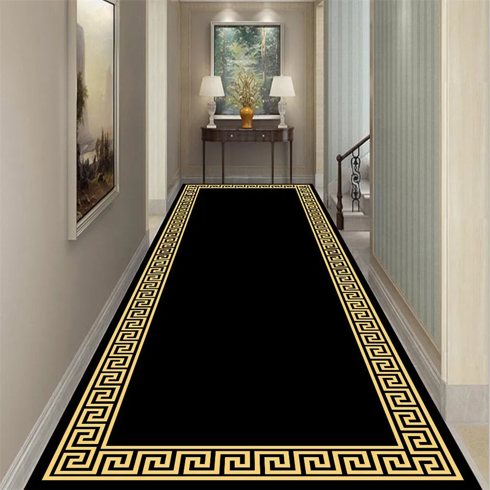 CarpetnRug Carpets For Corridor Black White Yellow Luxury Long Runner Hallway Rug Modern House Room Hall Doorway Bedroom Kitchen Floor Mat
