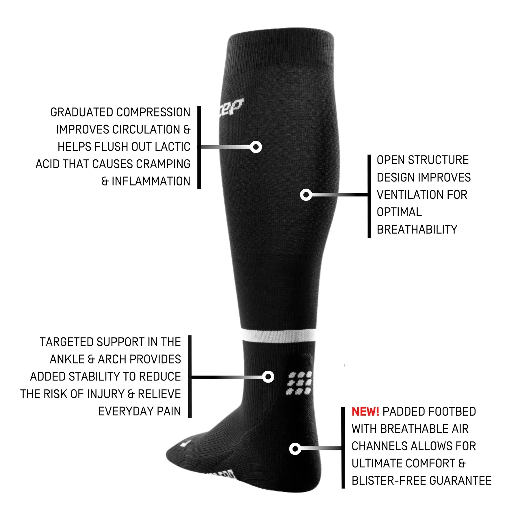 CEP | The Run Compression Tall Socks 4.0 | Men's | Black