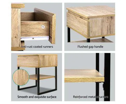Chest Style Metal Bedside Table