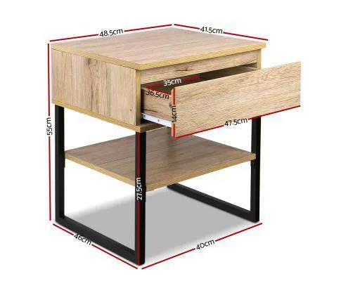 Chest Style Metal Bedside Table