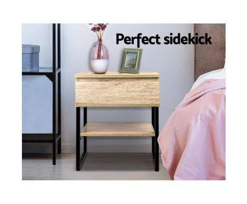 Chest Style Metal Bedside Table