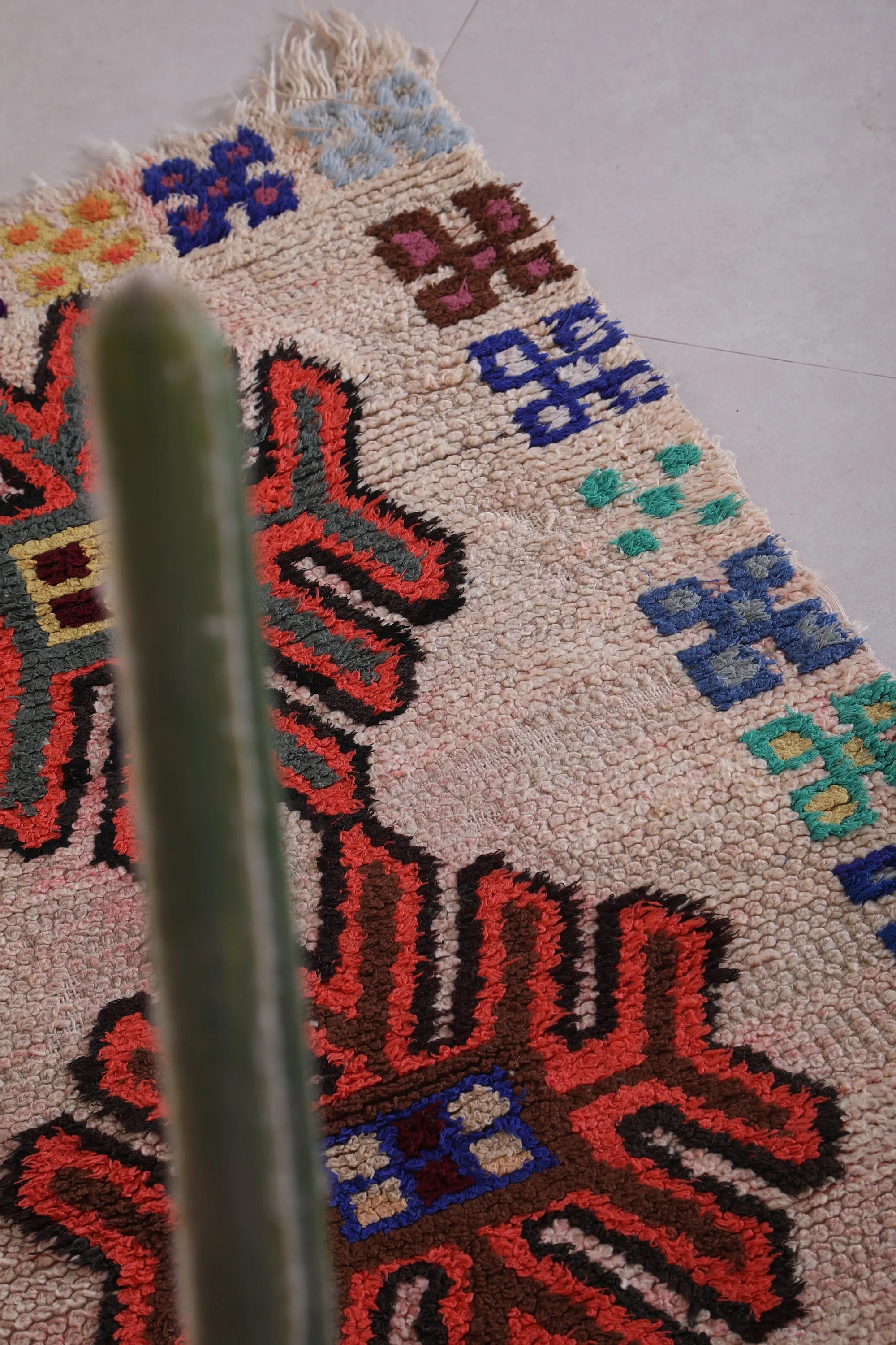 Colorful moroccan berber runner rug 2.7 X 5.9 Feet