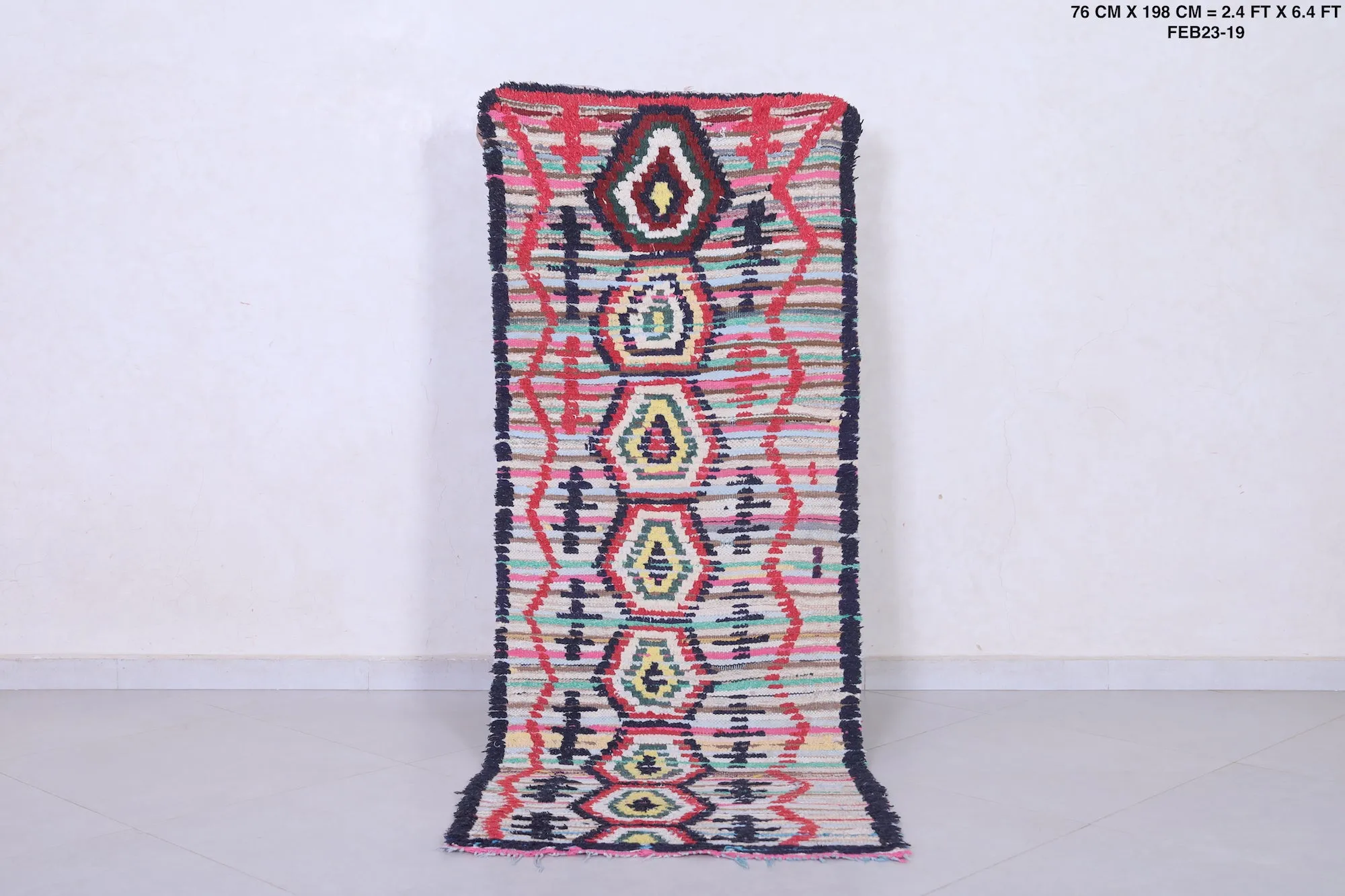 Colorful Moroccan Hallway Rug 2.4 X 6.4 Feet