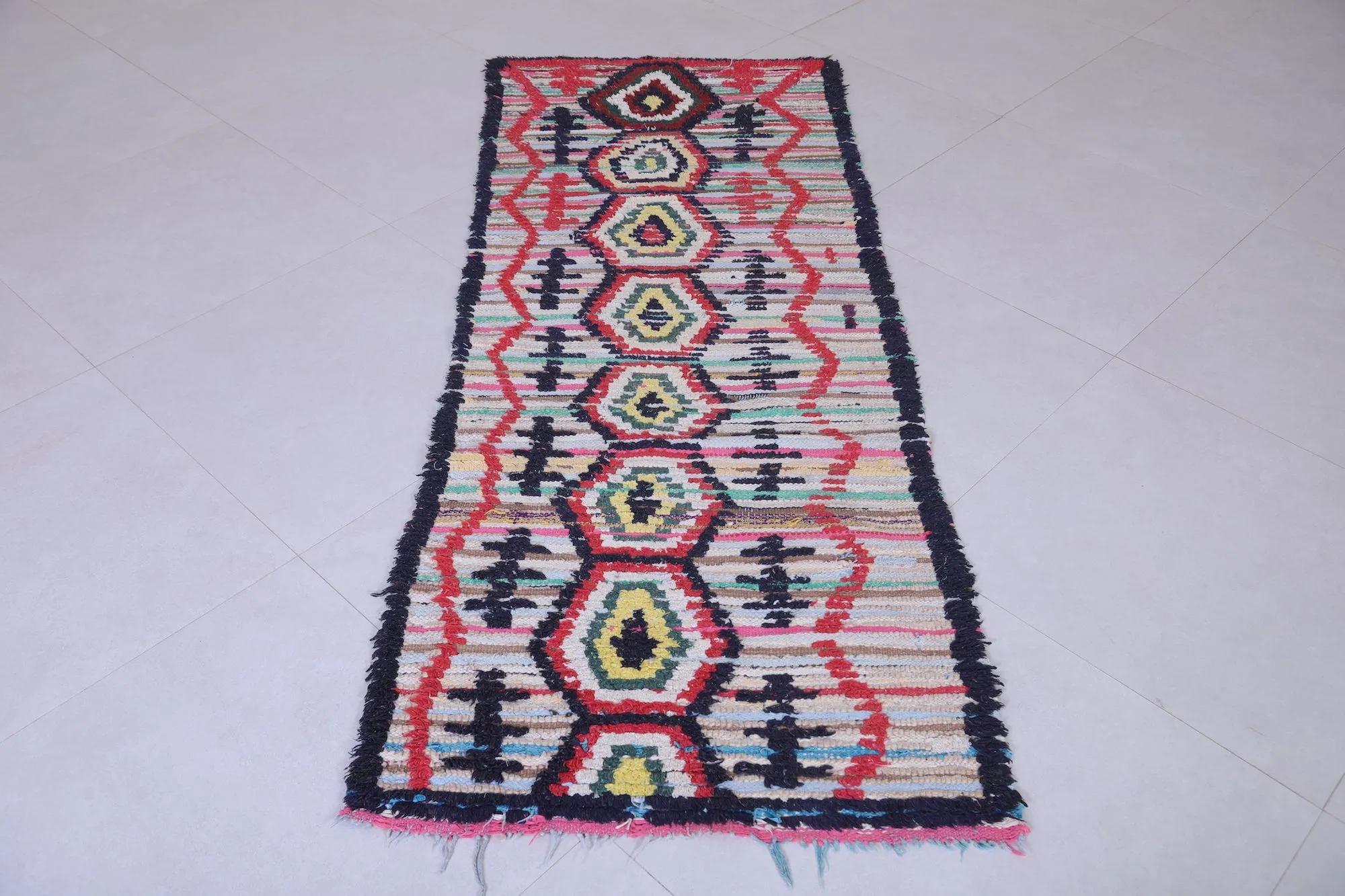 Colorful Moroccan Hallway Rug 2.4 X 6.4 Feet