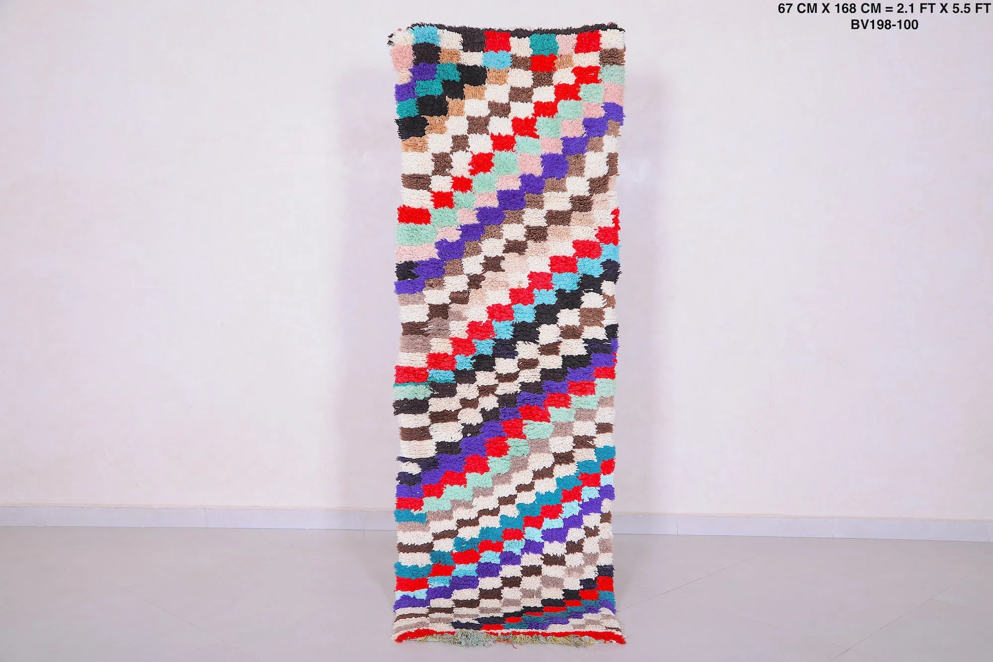 Colorful Runner Chess Rug 2.1 X 5.5 Feet