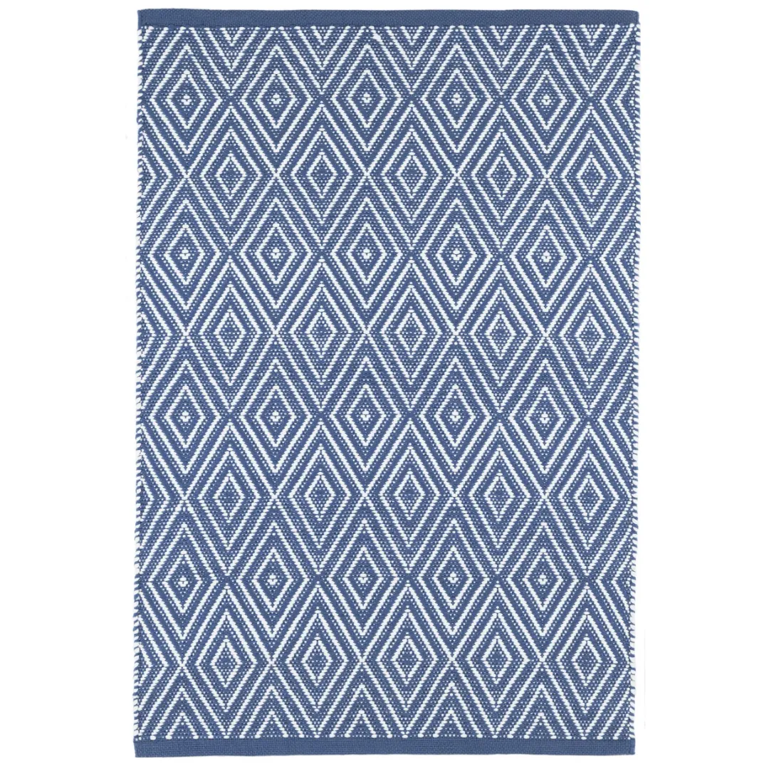 Diamond Indoor/Outdoor Rug - Denim & White