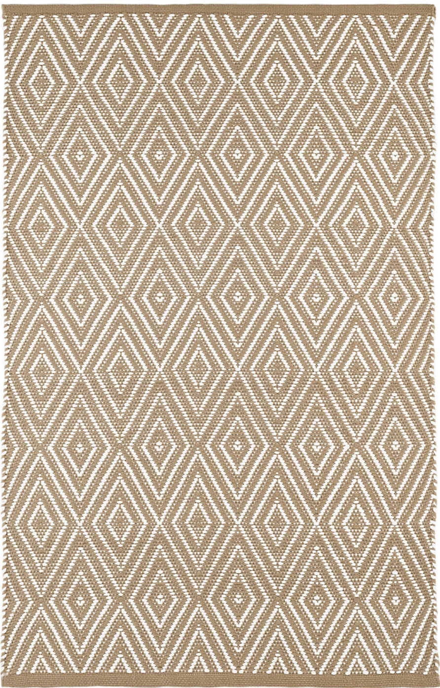 Diamond Indoor/Outdoor Rug - Khaki & White